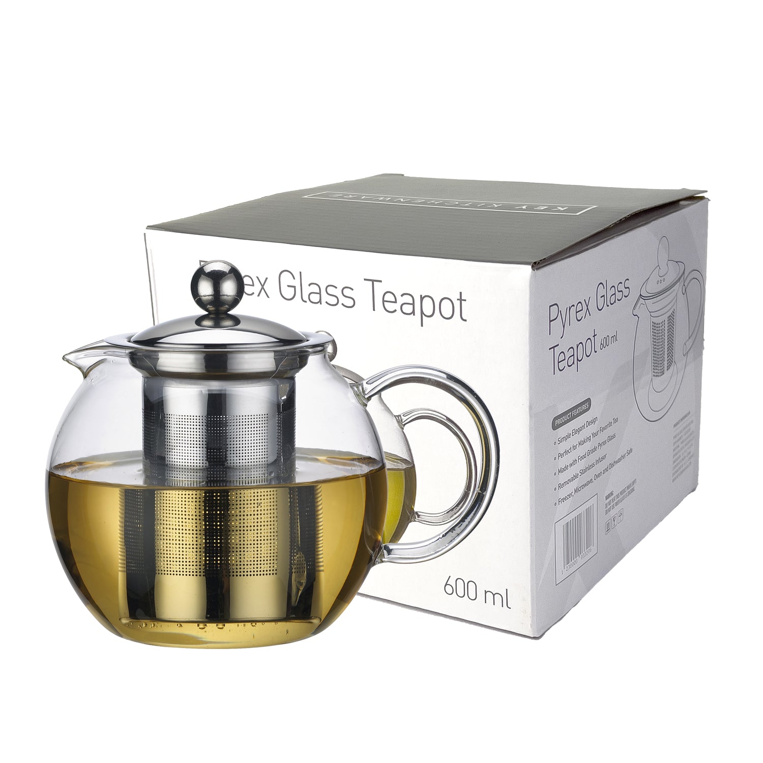 Pyrex Glass Teapot 600mL – Heat-Resistant Tea Brewer