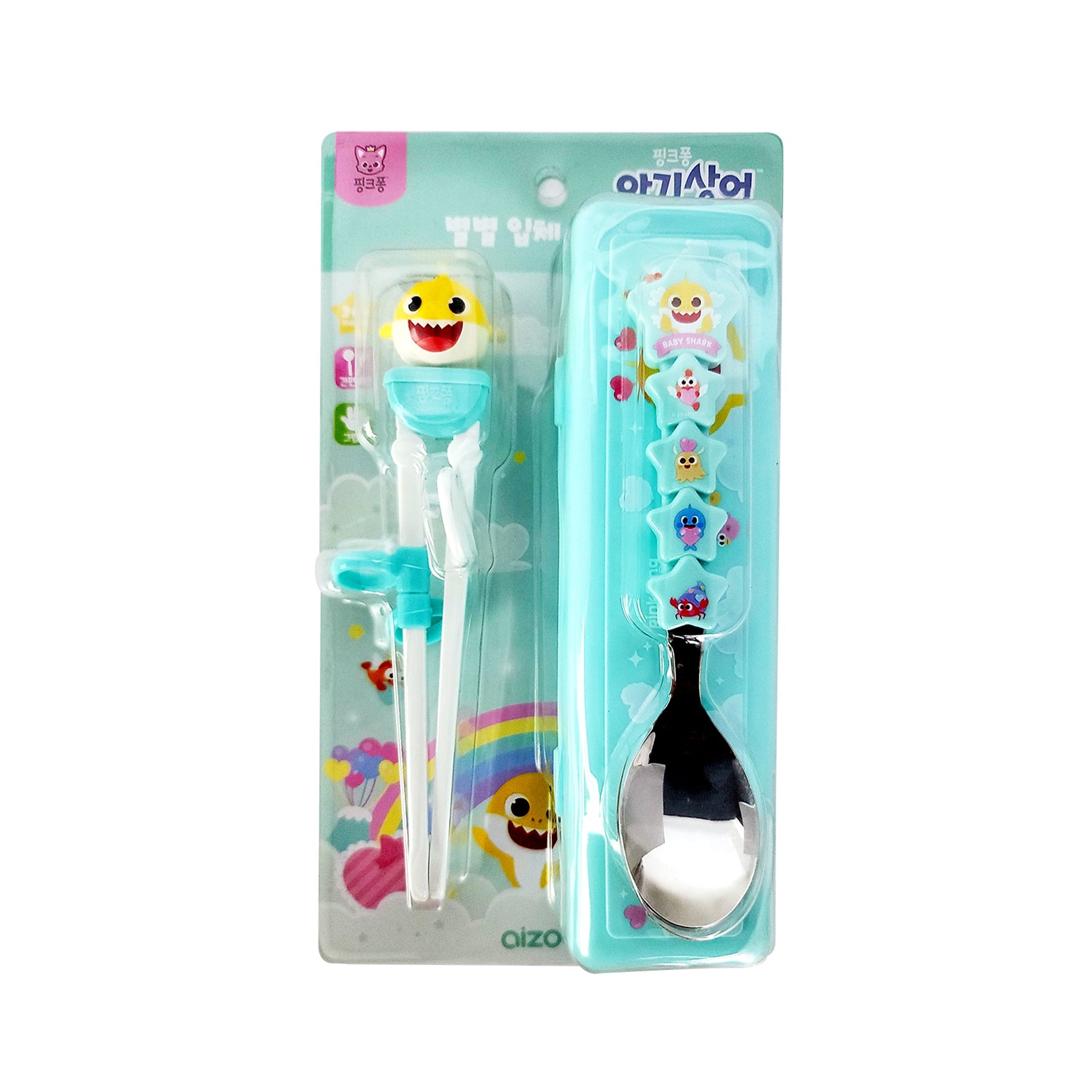 Raon Baby Shark 3D Training Chopsticks & Spoon Set Pink Fong (HB481663)