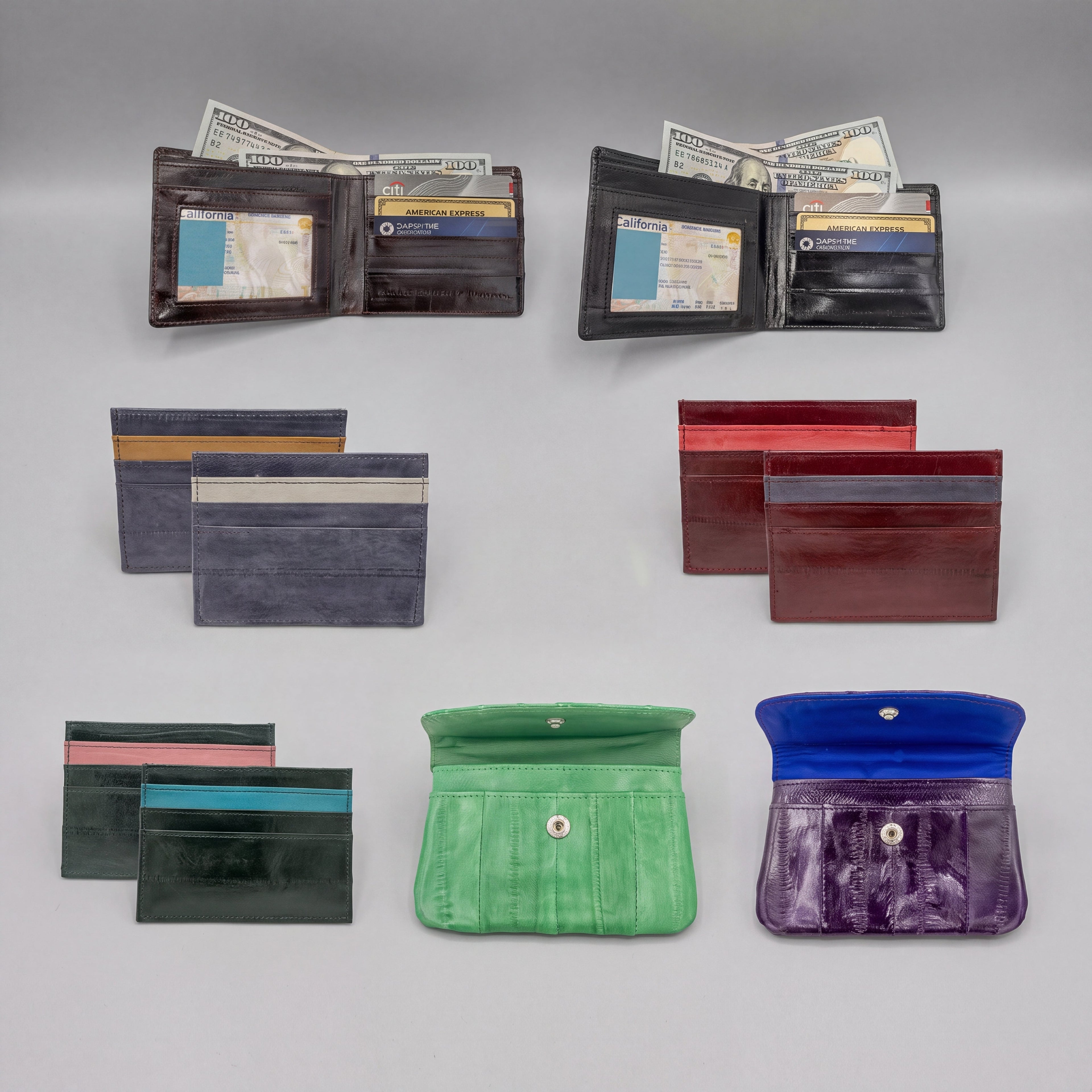 Genuine Eel Skin Wallets & Accessories