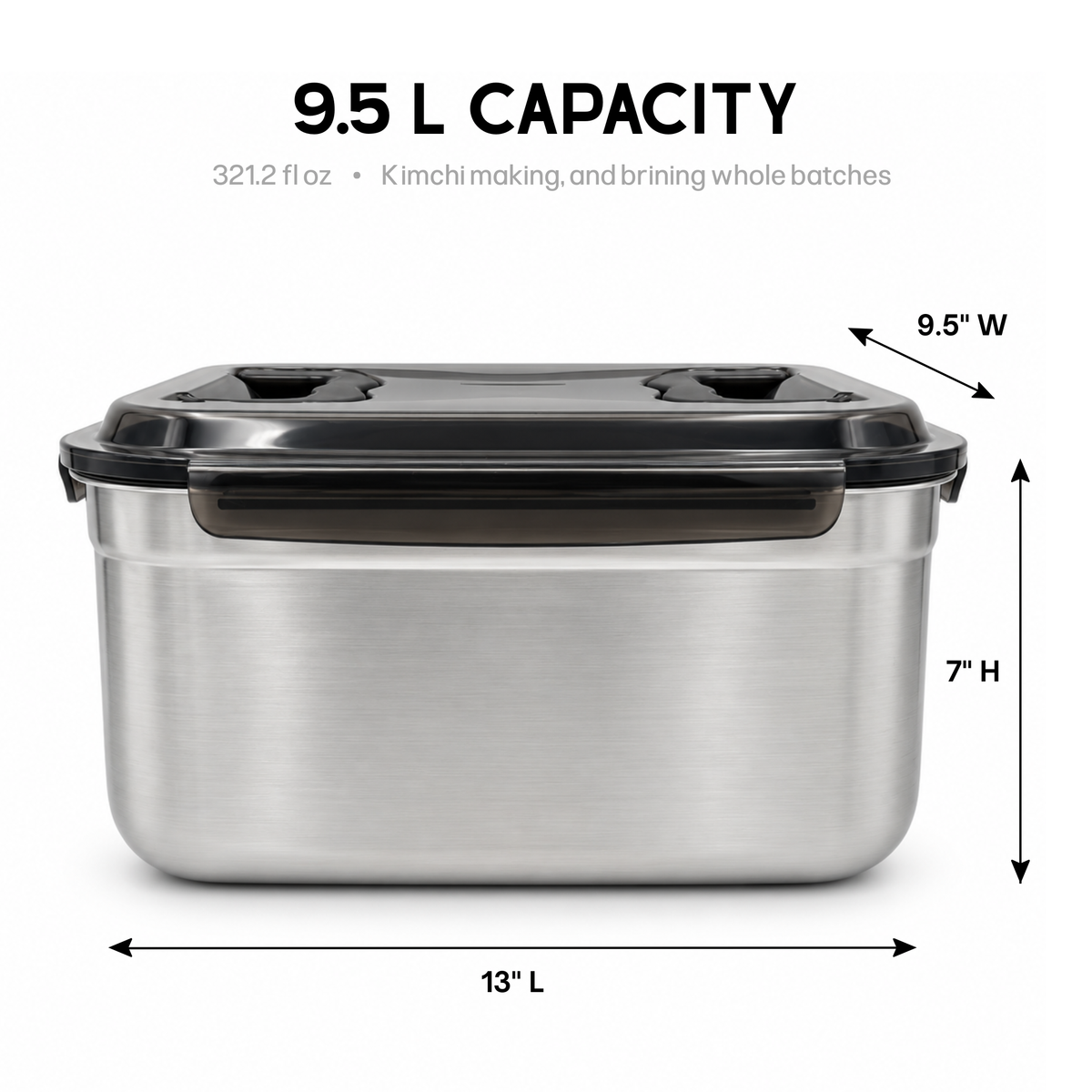 Extra Large Stainless Steel Airtight Food Storage Container 9.5L