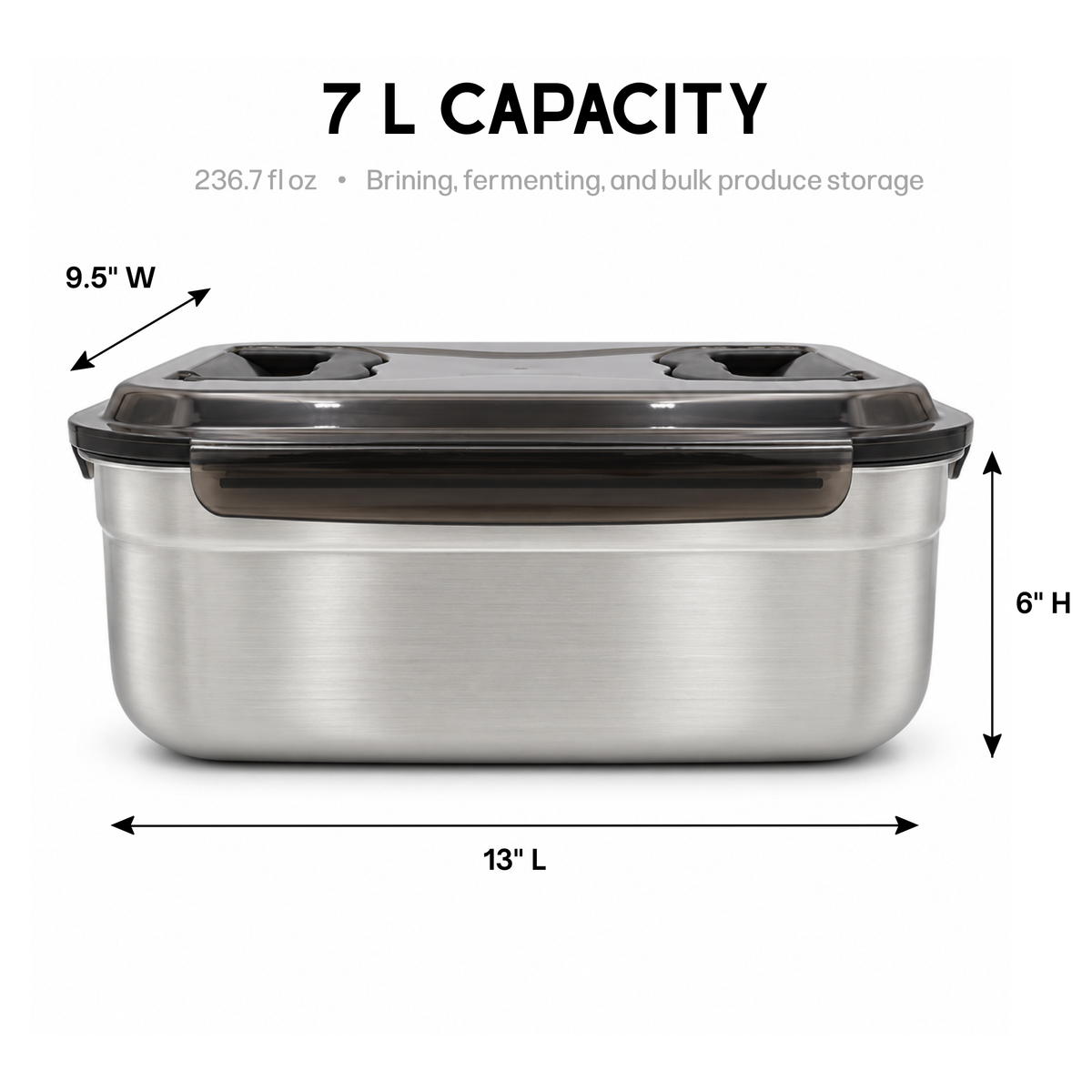 Jumbo Stainless Steel Airtight Food Storage Container 7.0L