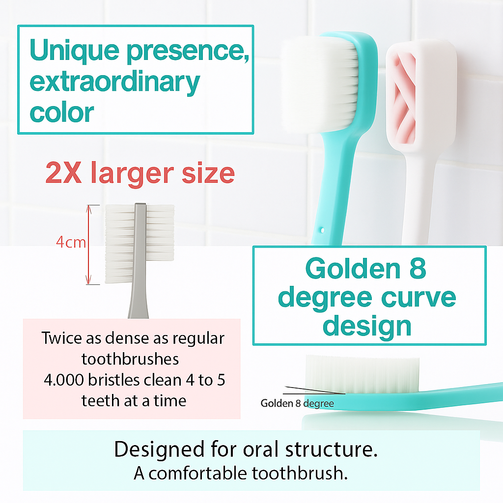 Wang Ta Toothbrush Soft Gold 688 – 4-Pack Wide-Head Toothbrushes