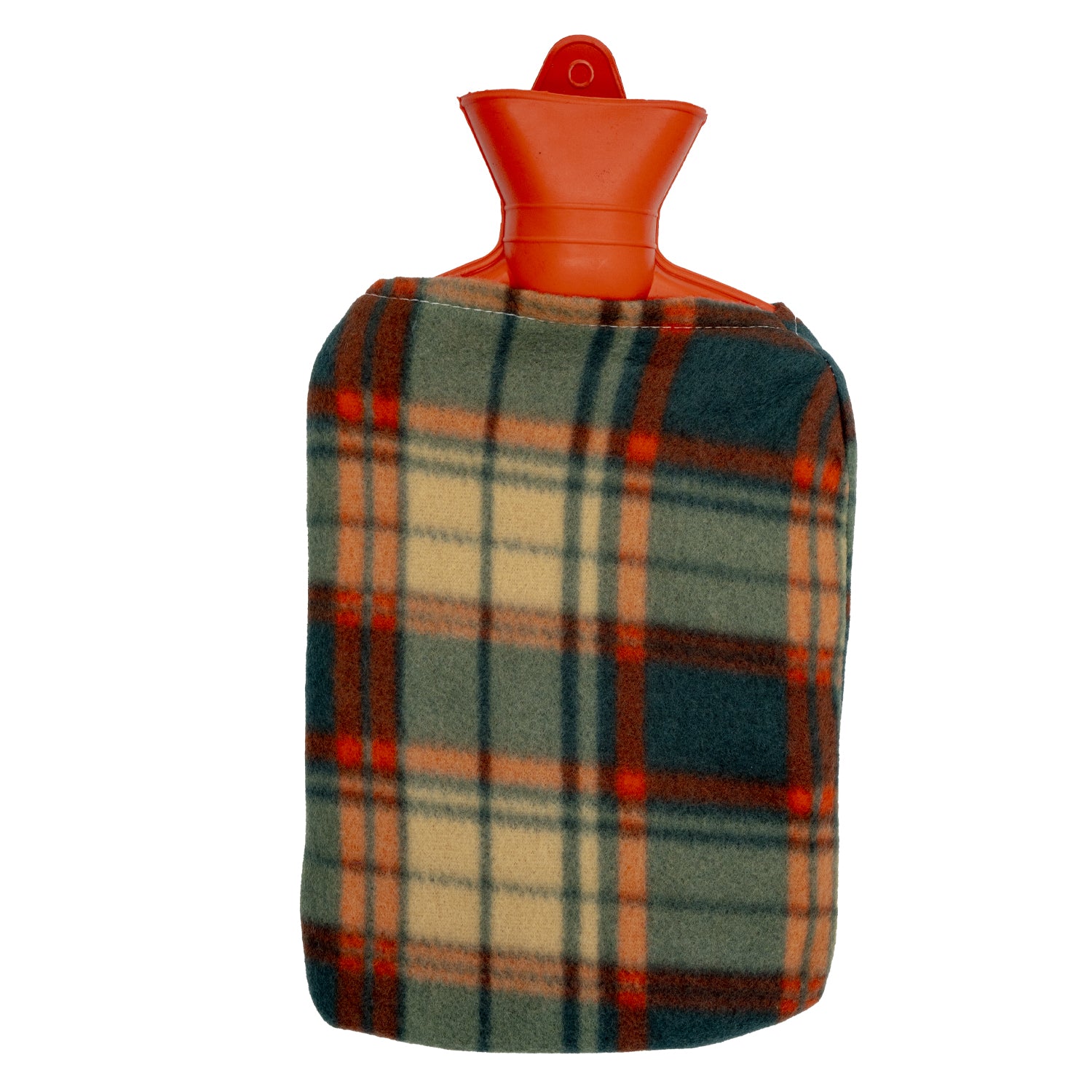 Rubber Hot Water Bag with Soft Plaid Fleece Cover – Reusable Hot & Cold Therapy Pack (냉/온 찜질팩)