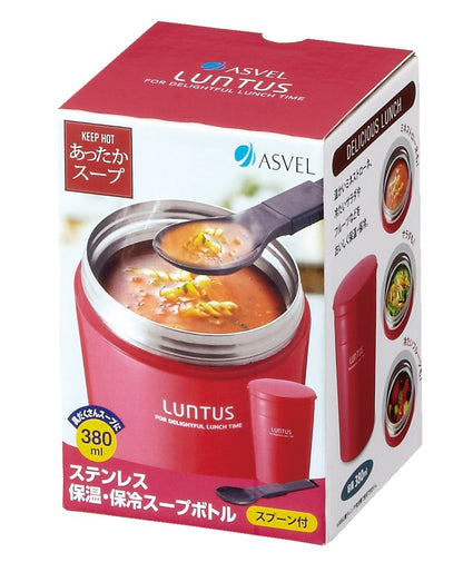 Asvel Luntus Vacuum Soup Bottle 380mL (S380) Pink