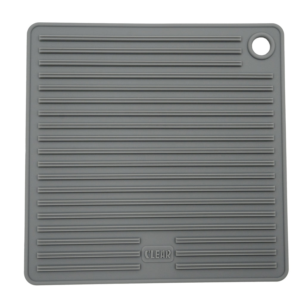 Silicone Pot Mat — Square Heat-Resistant Trivet, 6.5" (Grey or Pink)