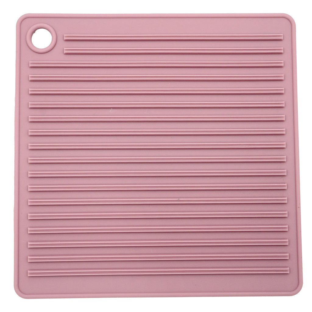Silicone Pot Mat — Square Heat-Resistant Trivet, 6.5" (Grey or Pink)