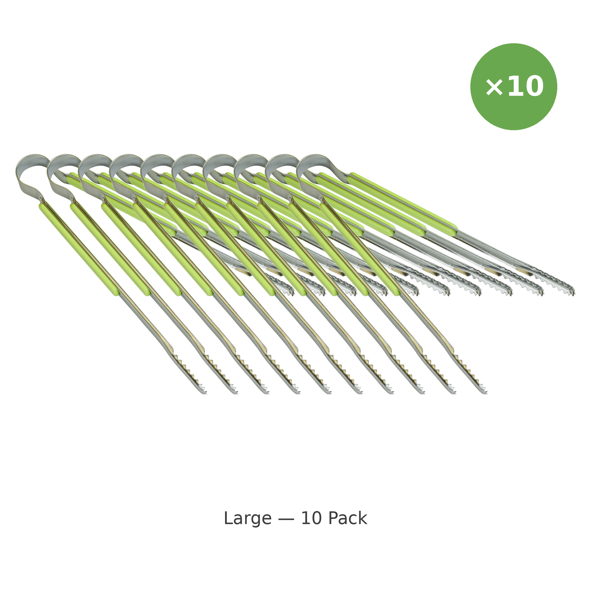 Multipurpose Korean Grip Tongs — Stainless Steel BBQ Tongs, Large (10 Pack)