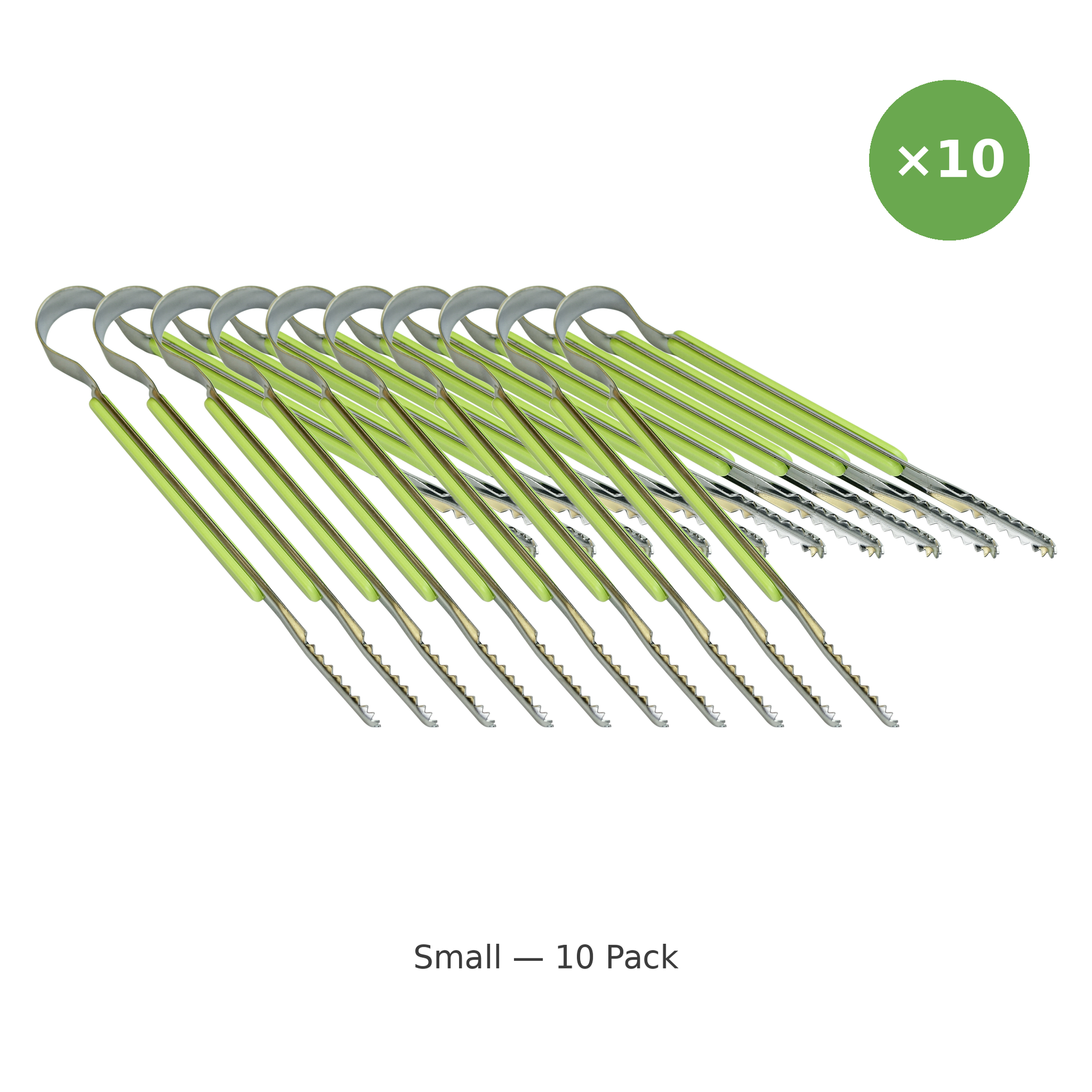 Multipurpose Korean Grip Tongs — Stainless Steel BBQ Tongs, Small (10 Pack)