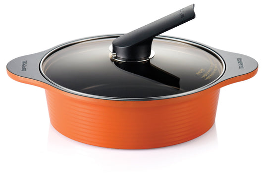 Alumite Ceramic Low Pot Orange 24cm (3003-0015)