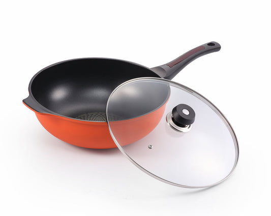 Die Casting Wok with Glass Lid 32cm (DIWP-32)